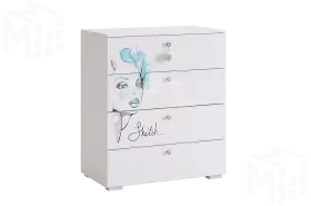 Комод  Гламур белый/белый глянец