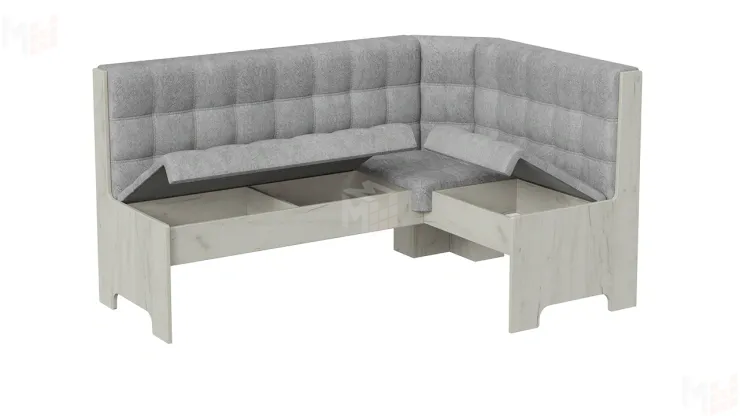 Кухонный уголок Флорида Дуб крафт белый, Микровелюр Wellmart Silver