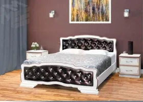 Кровать Карина-10 (140*200) дуб мол/темный кожзам