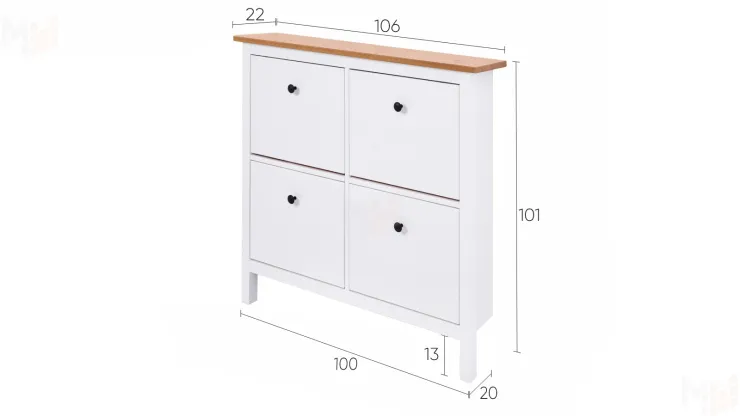 Тумба для обуви из массива Кымор 107 белый/светло-коричневый