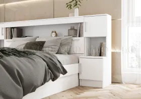 Кровать Бася с надстройкой 1,6 (белая)