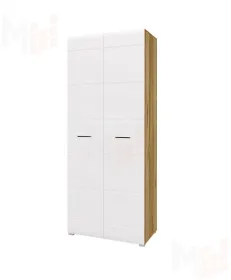 Шкаф Ненси 2-х дверный (дуб золотой/белый глянец)