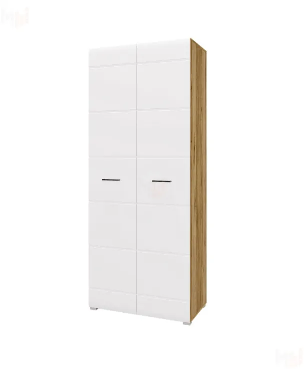 Шкаф Ненси 2-х дверный (дуб золотой/белый глянец)