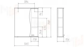Зеркало-шкаф Волна 55 см правый