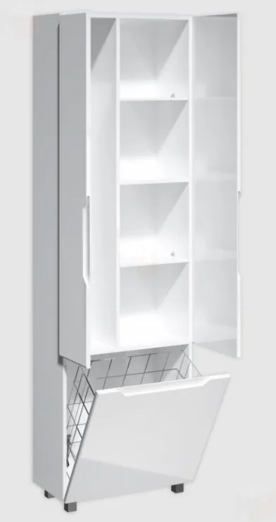 Пенал напольный Optima 60 с корзиной для белья глянец Домино