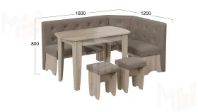 Кухонный уголок Барселона Дуб Сонома трюфель, Микровелюр Duna Stone