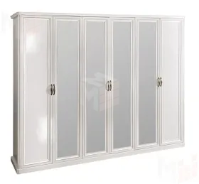 Шкаф Натали 6-дверный (2+2+2) с зеркалом белый глянец
