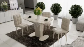 Стол обеденный Портофино - СМ(ТД)-105.01.11(1) Бежевое, Стекло бежевое матовое LUX