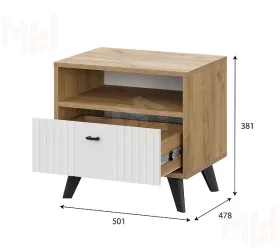 Тумба прикроватная Милан Дуб Золотой/Белый Матовый