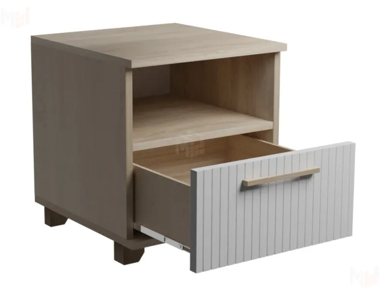 Тумба прикроватная Копенгаген с ящиком (дуб сонома/белый матовый)