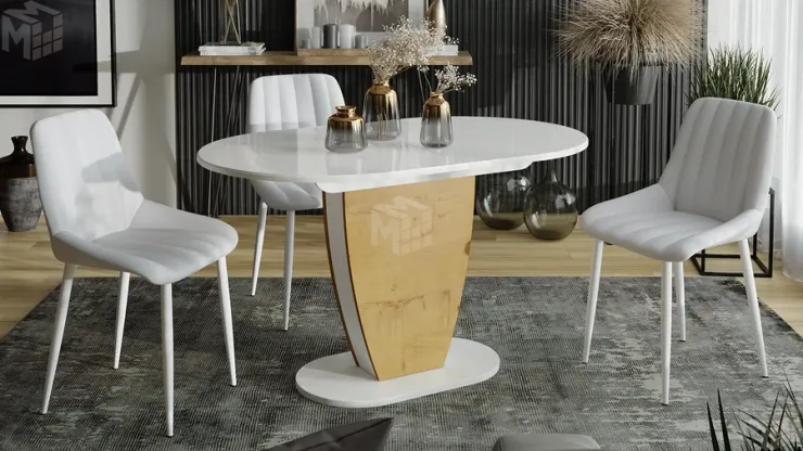 Стол обеденный Монреаль Тип 1 Белый глянец, Бунратти