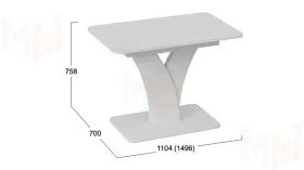 Стол обеденный раздвижной Люксембург Тип 2 Белый, Стекло белое матовое