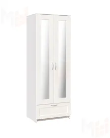 Шкаф Сириус 2 двери 1 ящик с зеркалами, белый (высота 220 см)
