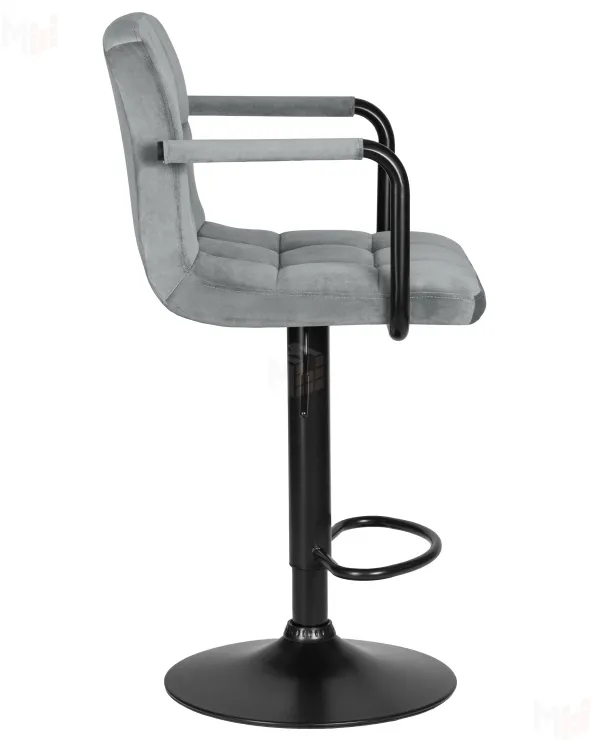 Стул барный DOBRIN KRUGER ARM BLACK (серый велюр (MJ9-75))