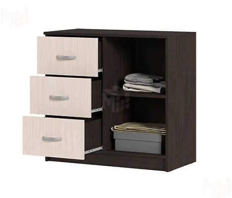 Комод с 3 ящиками и 1 створкой Басса КМ-553 М венге - дуб белфорт