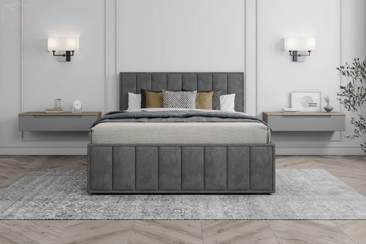 Мягкая кровать Лана 1,6 с подъемным механизмом (графит велюр)