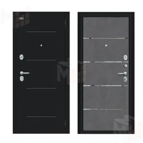 Входная металлическая дверь Лайн Букле черное/Slate Art