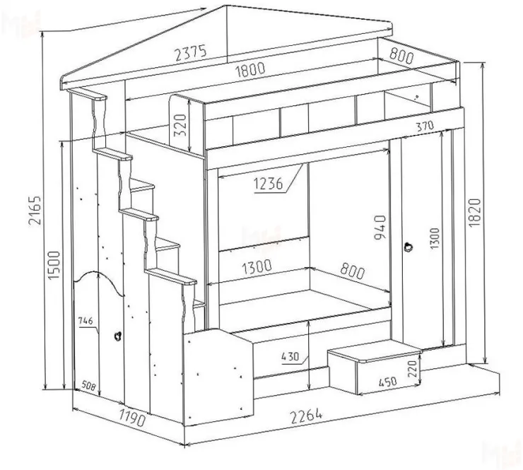 Двухъярусная кровать Фанки Хоум 11003
