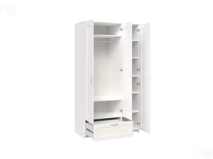 Шкаф Сириус 3 двери 1 ящик, белый (высота 220 см)