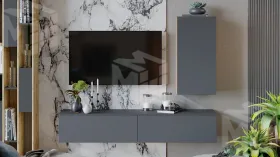 Гостиная Порто №5 - ГН-393.005 Яблоня Беллуно, Графит софт