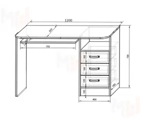 Детская мебель Пираты: кровать-чердак ПР-4/1 + лестница ПР-13/8 + стол КП-13/1