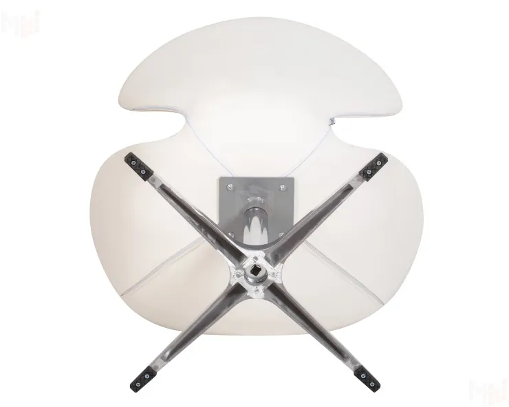 Кресло дизайнерское DOBRIN SWAN (белый кожзам P23, алюминиевое основание)