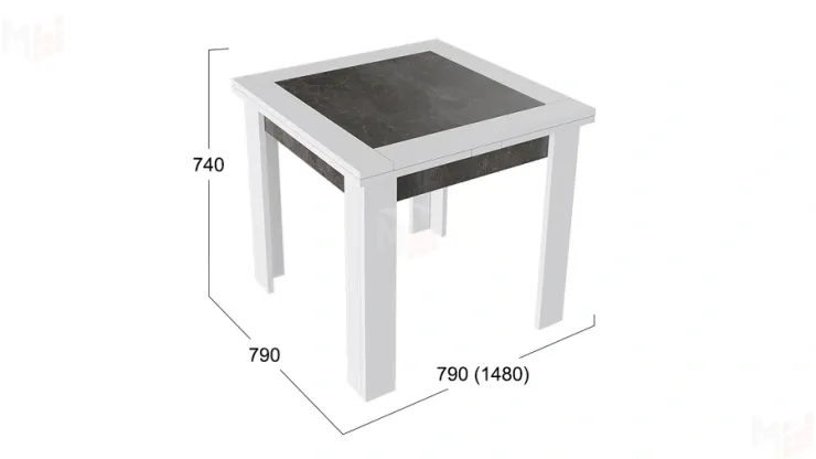 Стол раздвижной Хьюстон тип 3 Белый, Ателье темный