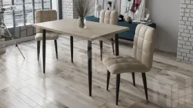 Стол Невада - ДП1-02-08 Дуб Эврика, Черный матовый