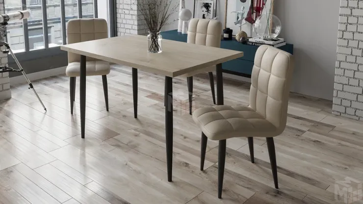 Стол Невада - ДП1-02-08 Дуб Эврика, Черный матовый