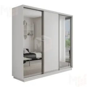 Шкаф-купе Оптим 3-х дверный  1 секция (ЛДСП, 2 Зеркала) 180 см. 1 штанга, 11 полок, 4 ящика