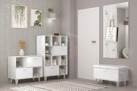 Модульная прихожая Эго Бетон Светлый/Белый Глянец Вариант 2