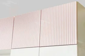 Антресоль трехдверная Зефир 119.01 белое дерево/пудра розовая (эмаль)