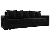 Диван прямой Дубай Лайт полки слева ( Черный\Черный )