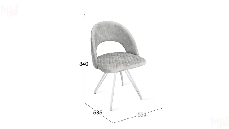 Стул Гэтсби К4 Белый матовый, Велюр Wellmart Silver