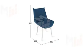 Стул Фэнди К1С  Белый матовый, Велюр Confetti Blue