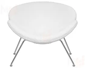 Кресло дизайнерское DOBRIN EMILY (белый (букле) ткань , хромированная сталь)