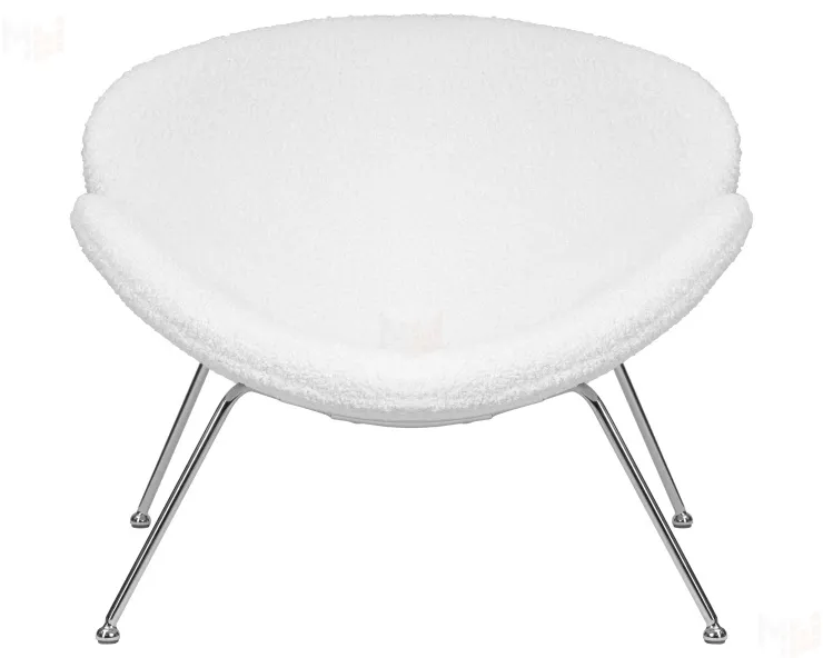 Кресло дизайнерское DOBRIN EMILY (белый (букле) ткань , хромированная сталь)