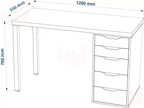 Стол письменный Ингар 1/5Т  белый