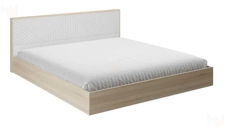 Кровать Копенгаген 1,6 (с настилом) (дуб сонома/белый матовый)