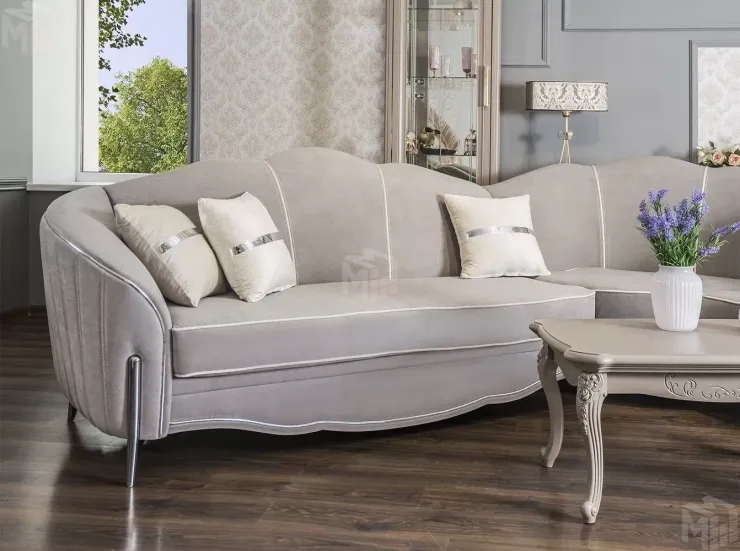 Диван Гравита угловой 3-у-2 серый серебро