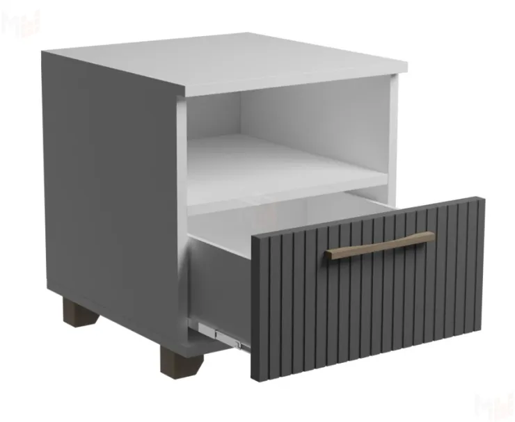 Тумба прикроватная Копенгаген с ящиком (белый/серый графит)
