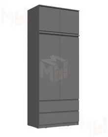 Шкаф Челси 2-х ств с антресолью (графит)