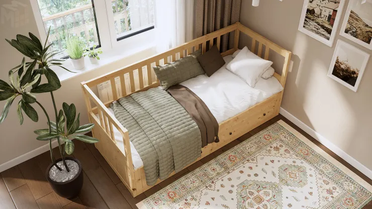 Кровать-кушетка из массива КЫМОР 80*200 светло-коричневый