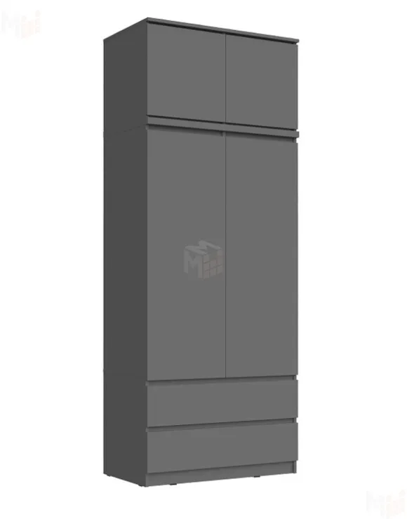 Шкаф Челси 2-х ств с антресолью (графит)