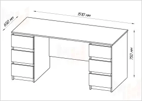 Стол письменный Кастор 6 ящиков белый