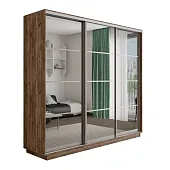 Шкаф-купе Оптим 3-х дверный 4 секции (Зеркало) 240 см. 1 штанга, 11 полок