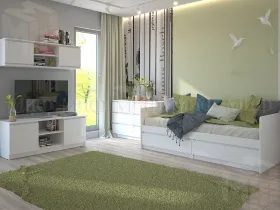 Детская кровать Челси 0,8 белый/белый глянец