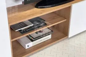 Стенка в гостиную Бери дуб крафт золотой/белое дерево