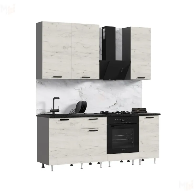 Кухня Рио New 2,0/900 (490) комп №2 ЛДСП Дуб крафт белый, Графит (Кастилло темный)