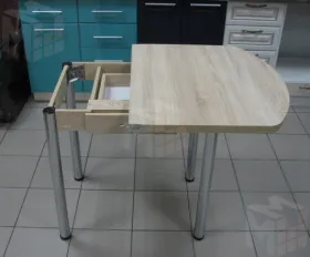 Стол Евро поворотно-раскладной с ящиком 780*590 (сонома), ножки хром